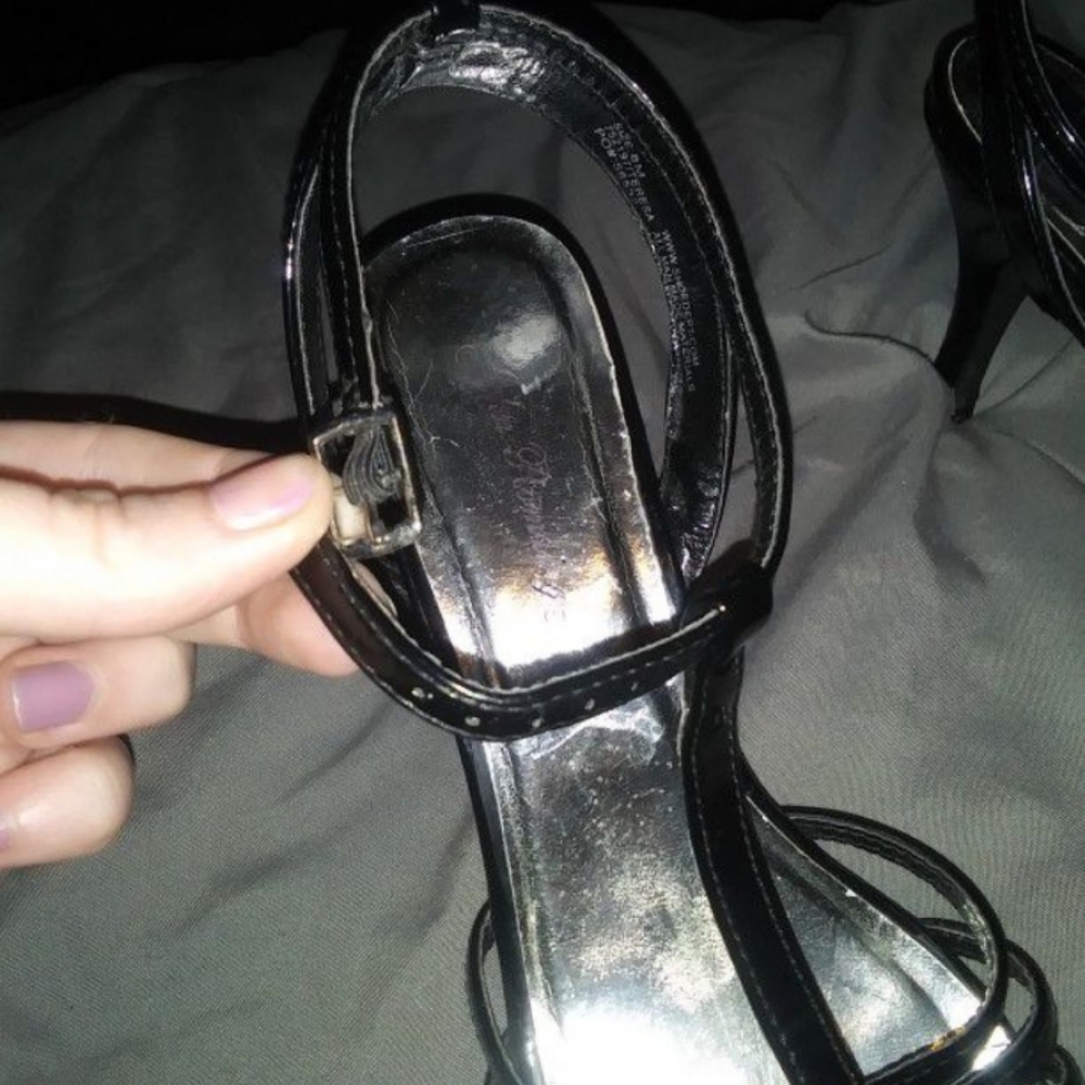 Brand ( John Romaine) Black Strap Heels